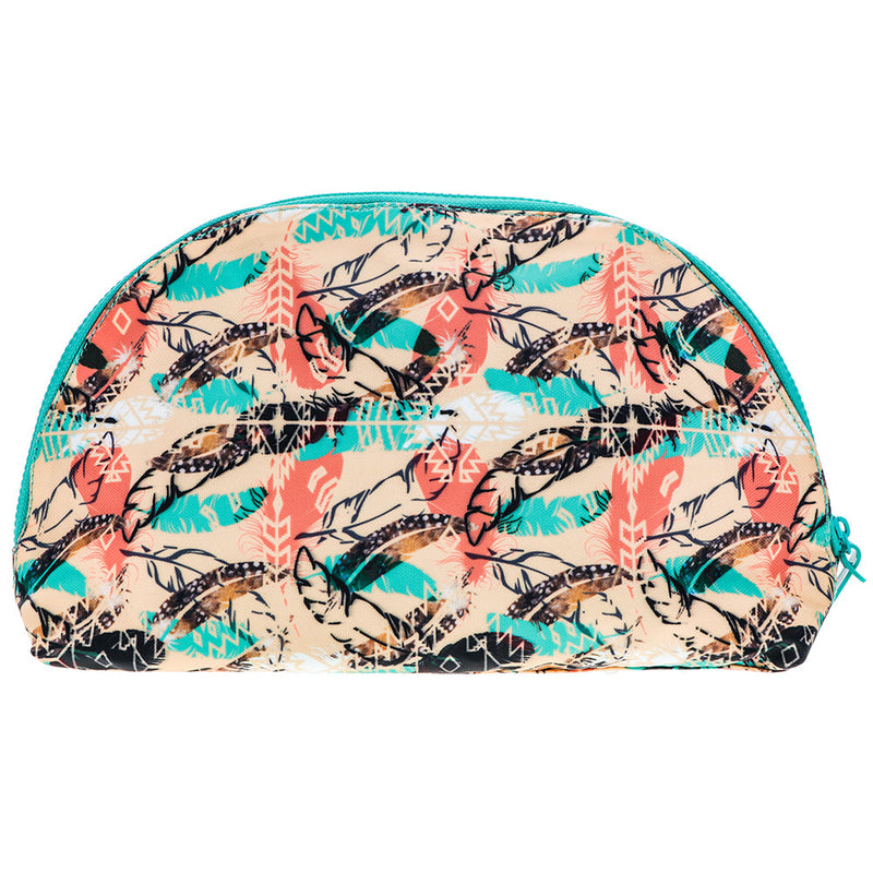 Hooey Make Up Bag - Multi Coloured Feather Large