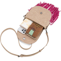 Arizona - Embroidered Fringe Crossbody (Brown)