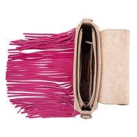 Arizona - Embroidered Fringe Crossbody (Brown)