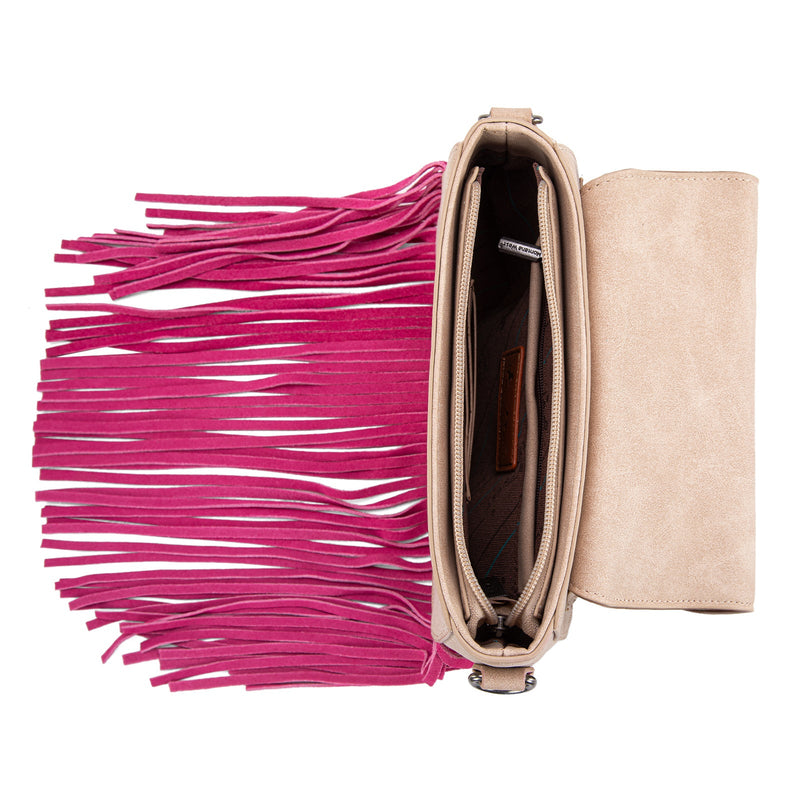 Arizona - Embroidered Fringe Crossbody (Brown)