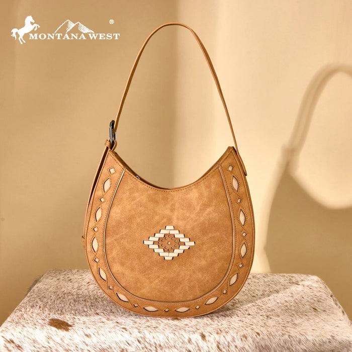 Montana West Aztec Hobo Shoulder Bag - Brown