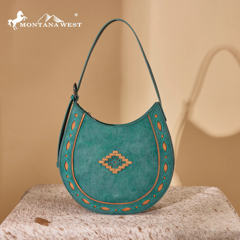 Montana West Aztec Hobo Shoulder Bag - Turquoise