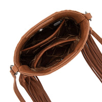 Wrangler Genuine Cowhide Fringe Crossbody (WG283-8015BR) - Brown