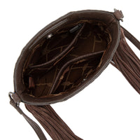Wrangler Genuine Cowhide Fringe Crossbody (WG283-8015CF) - Coffee