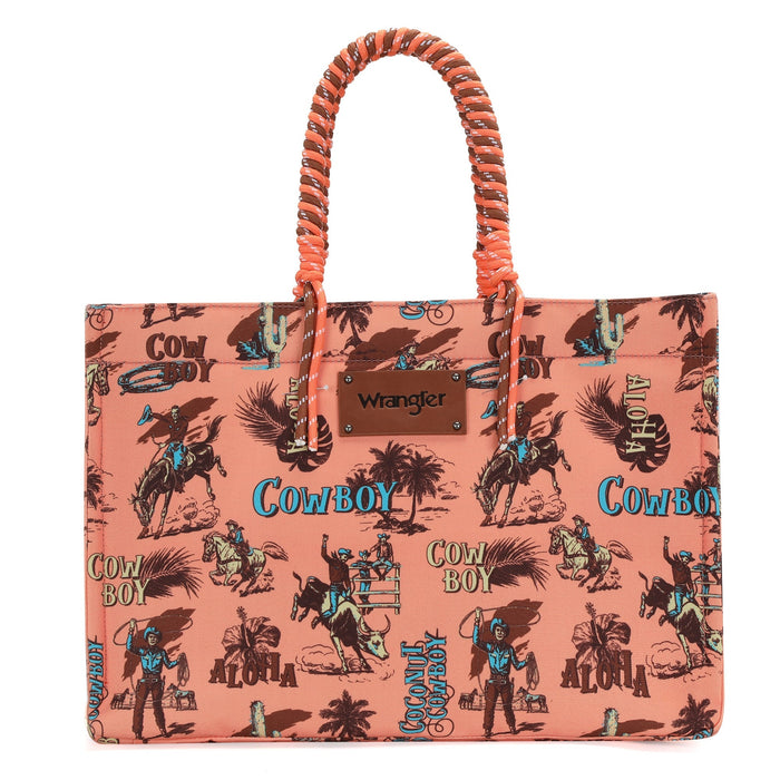 Wrangler Cowboy Print Wide Tote - Orange