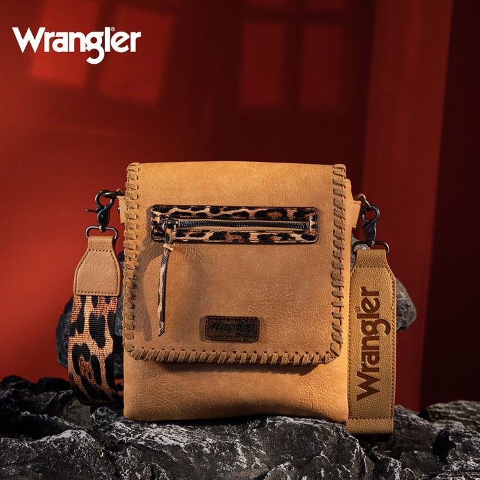 Wrangler Whipstitch Leopard Print Crossbody - Brown (WG72-9360BR)