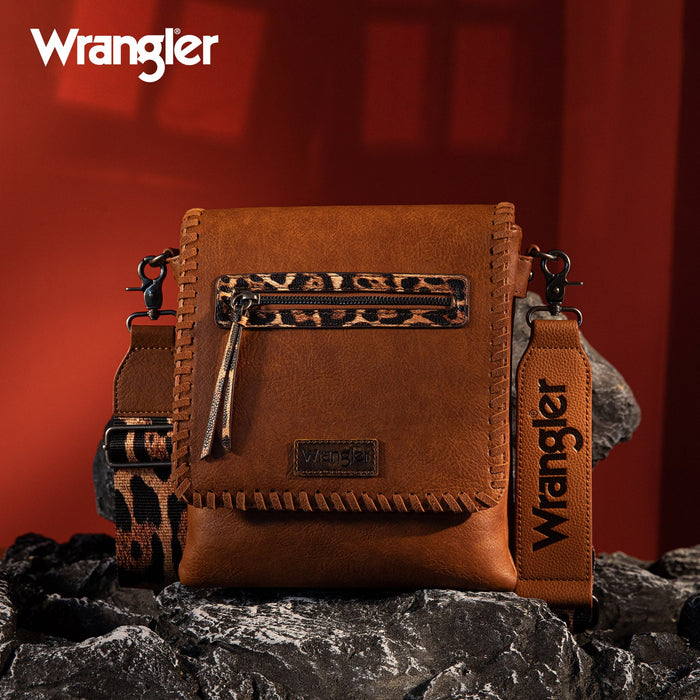 Wrangler Whipstitch Leopard Print Crossbody - Dark Brown (WG72-9360DBR)