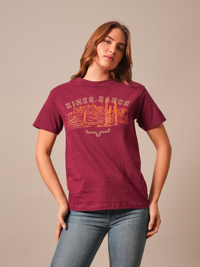 Kimes Ranch Tee - Mountain Badge (Burgundy)
