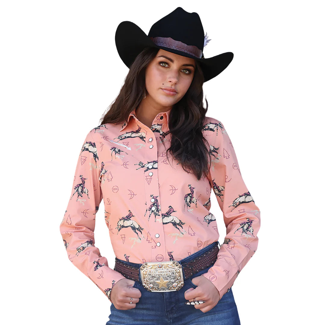 Cruel Girl Long Sleeved Shirt - Rodeo Peach Peral Snap