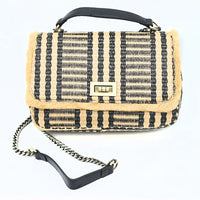 Raffia Clutch - Black and Brown