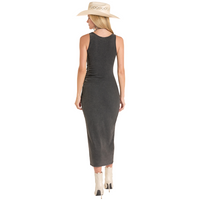 Rock & Roll Ruched Side Black Dress (BWD0R08804-01)