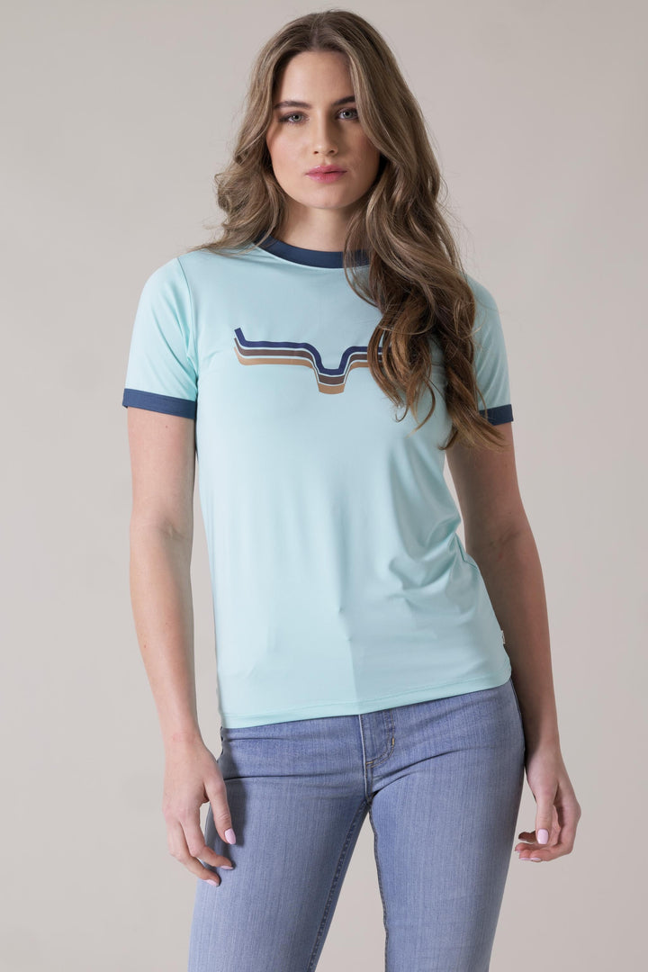 Kimes Ranch Rhythm Ringer Tech Tee - Light Blue