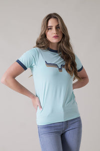 Kimes Ranch Rhythm Ringer Tech Tee - Light Blue