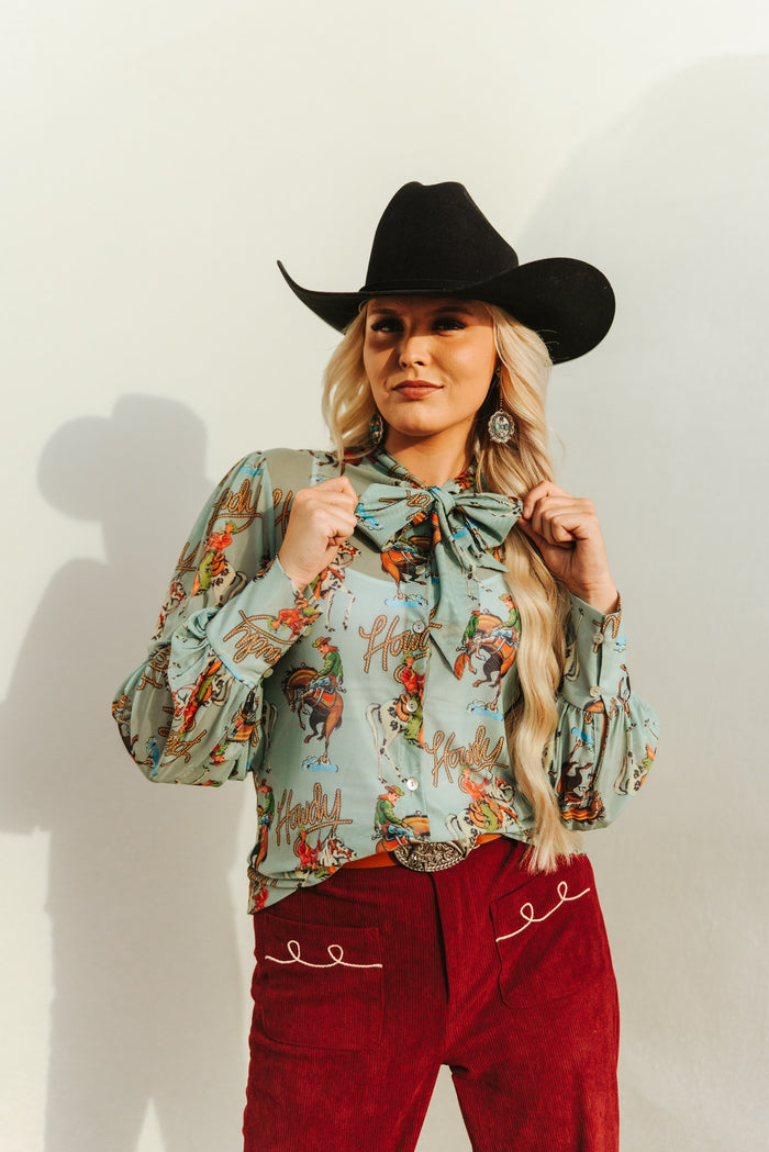 Rowdy Top - Teal Howdy