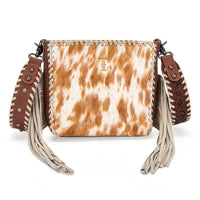 Trinity Ranch Cowhide Frige Crossbody Bag - Brown