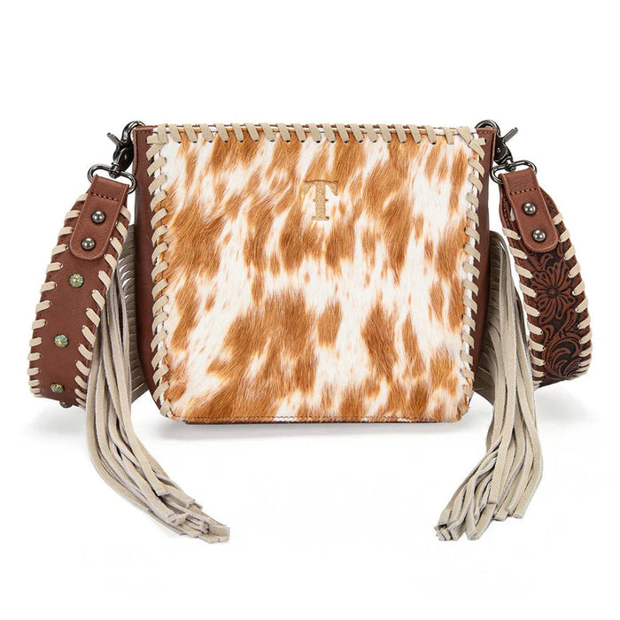 Trinity Ranch Cowhide Frige Crossbody Bag - Brown