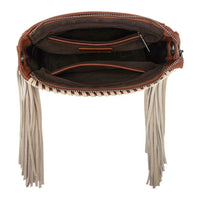 Trinity Ranch Cowhide Frige Crossbody Bag - Brown