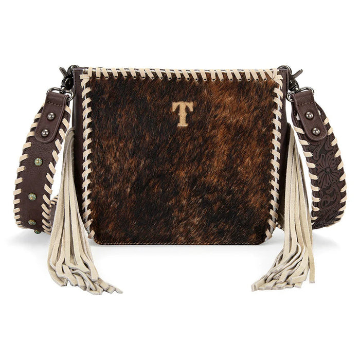 Trinity Ranch Cowhide Frige Crossbody Bag - Coffee