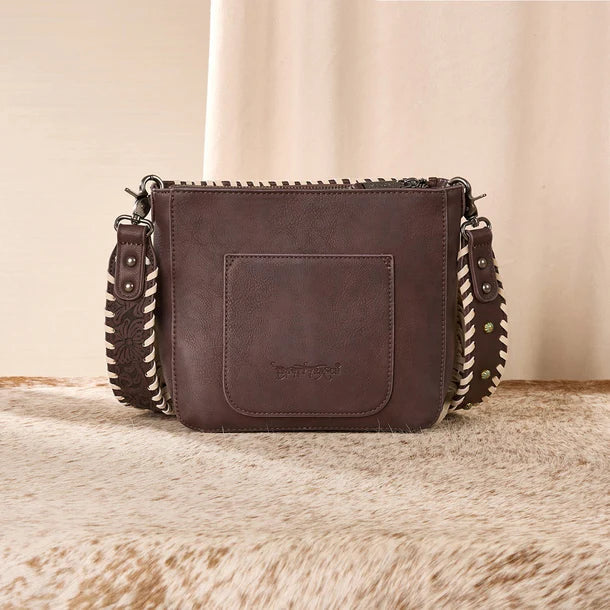 Trinity Ranch Cowhide Frige Crossbody Bag - Coffee