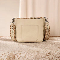 Trinity Ranch Cowhide Frige Crossbody Bag - Tan