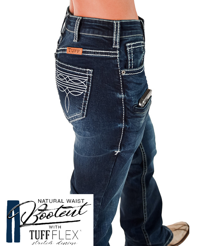 Cowgirl Tuff Jeans - Boot Stitch White