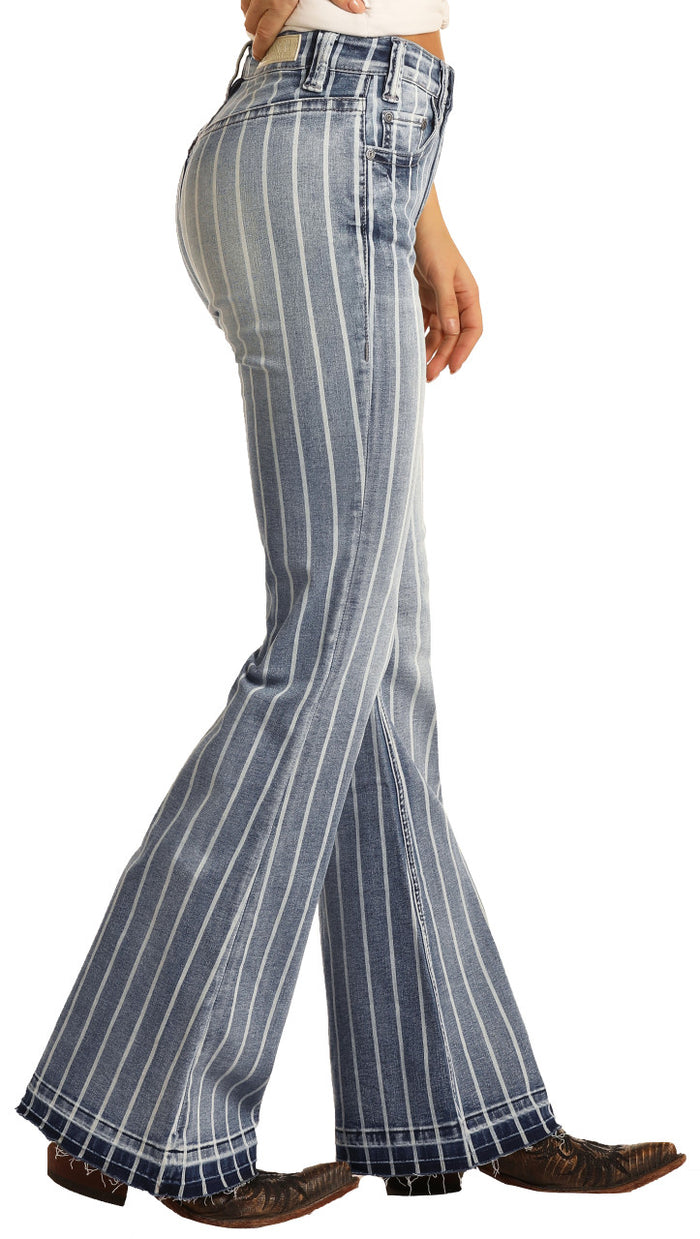 Rock & Roll Cowgirl Jeans - W8H2533 - Stripe High Rise Trouser
