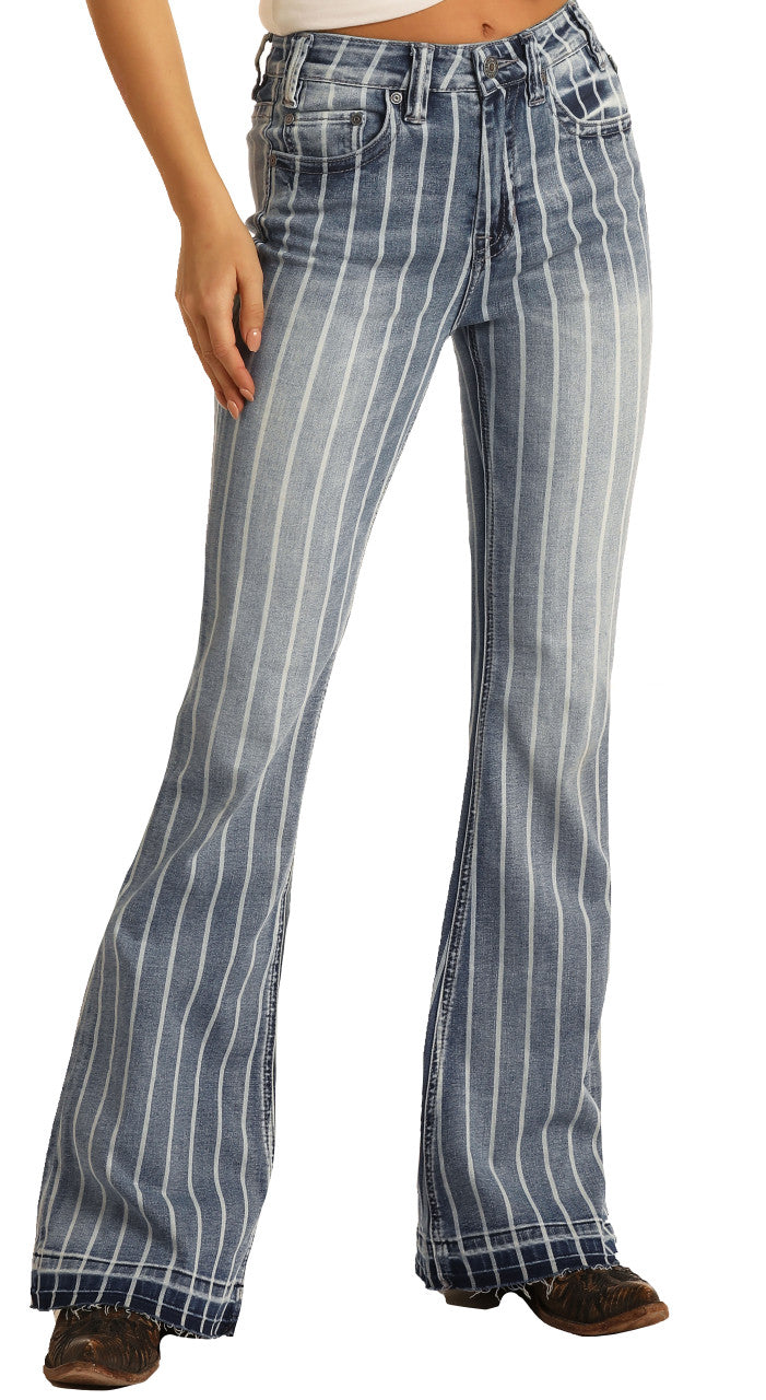 Rock & Roll Cowgirl Jeans - W8H2533 - Stripe High Rise Trouser