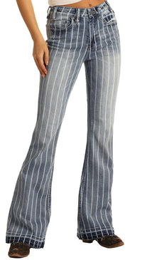 Rock & Roll Cowgirl Jeans - W8H2533 - Stripe High Rise Trouser