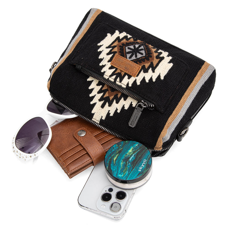 Wrangler Aztec Knitted Crossbody - Black (WG174-1832BK)