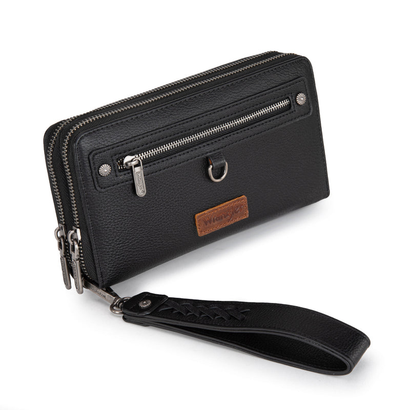 Wrangler Dual Zipper Compartment Wallet - Black (WG185-W050BK)