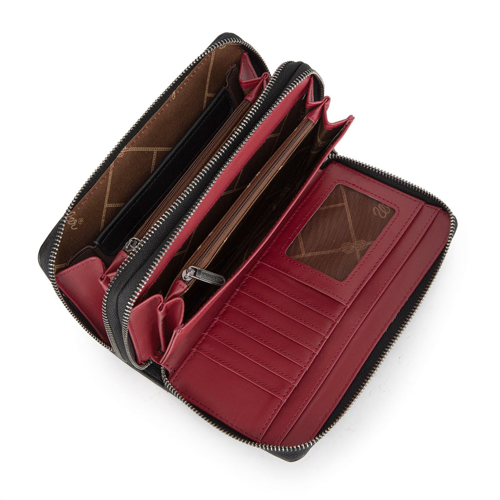 Wrangler Dual Zipper Compartment Wallet - Black (WG185-W050BK) – Katie B