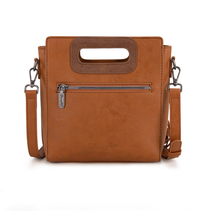 Wrangler Top Handle Boot Scroll Fringe Crossbody - Brown
