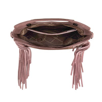Wrangler Top Handle Boot Scroll Fringe Crossbody - Pink