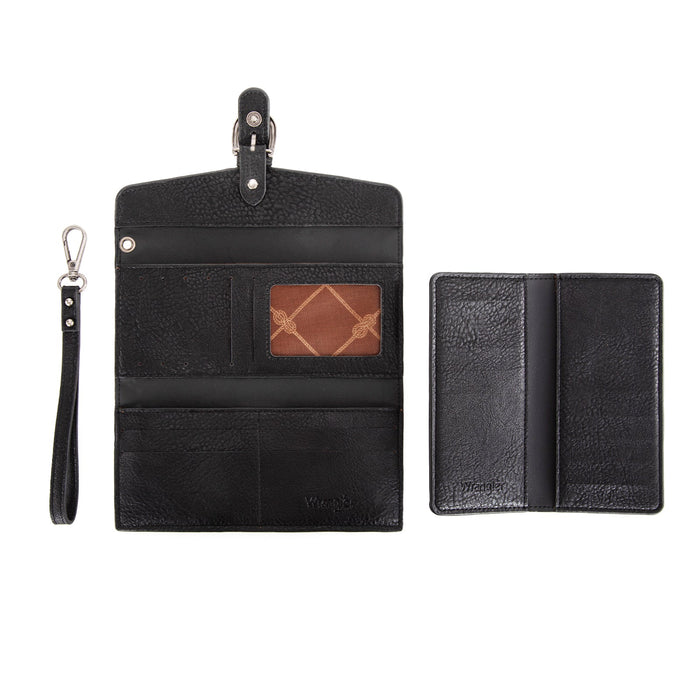 Wrangler Wallet/ Wristlet With Detachable Card Holder - Black (WG195-W055BK)