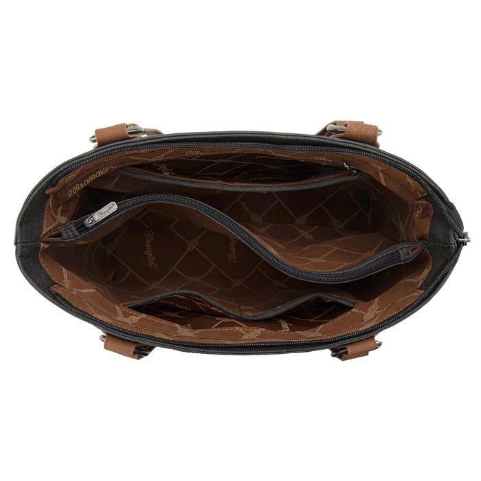 Wrangler Braided Whipstitch Large Tote Crossbody - Black