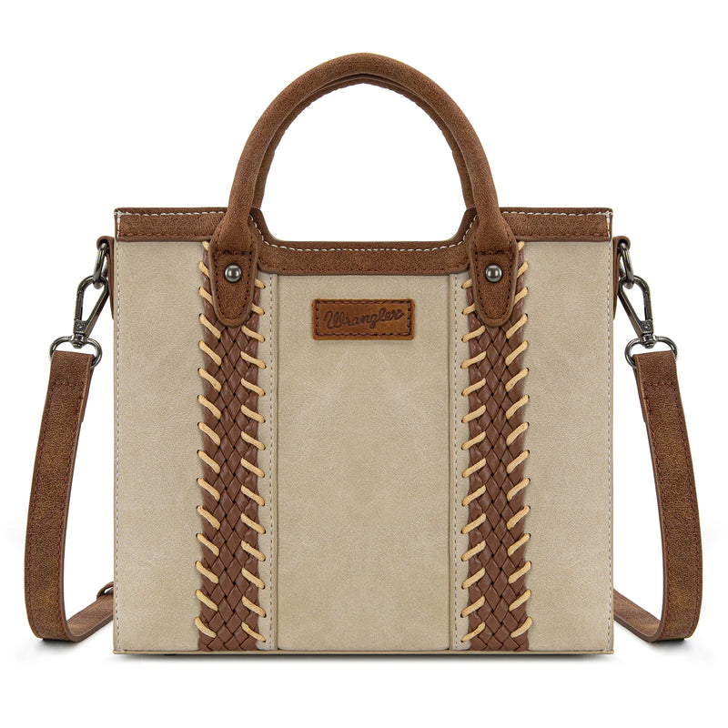 Wrangler Braided Whipstitch Small Tote Crossbody - Beige