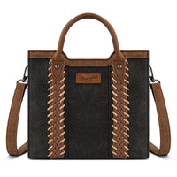 Wrangler Braided Whipstitch Small Tote Crossbody - Black