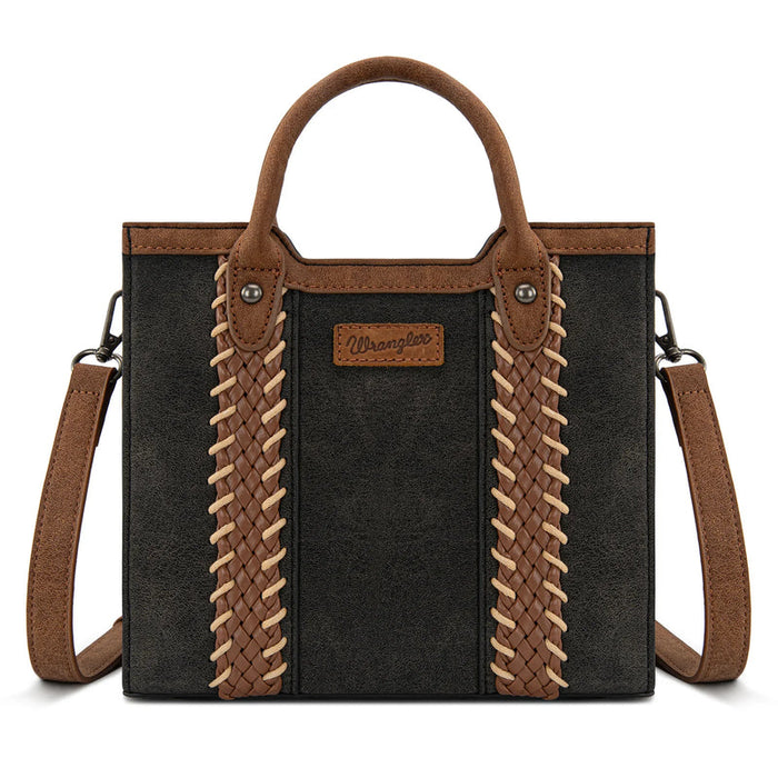 Wrangler Braided Whipstitch Small Tote Crossbody - Black