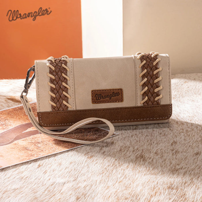 Wrangler Braided Whipstitch Wallet/Wristlet - Beige