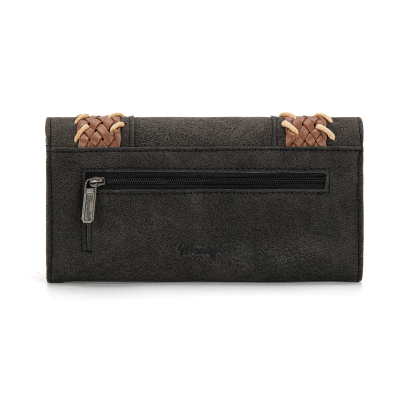Wrangler Braided Whipstitch Wallet/Wristlet - Black