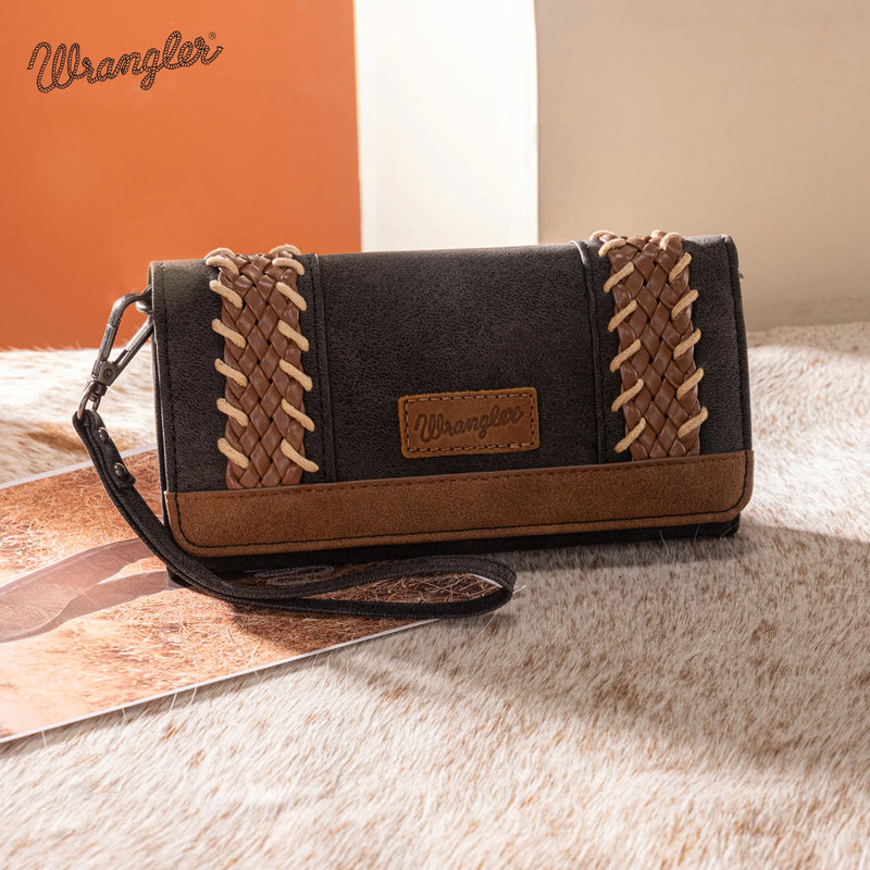 Wrangler Braided Whipstitch Wallet/Wristlet - Black
