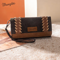 Wrangler Braided Whipstitch Wallet/Wristlet - Black