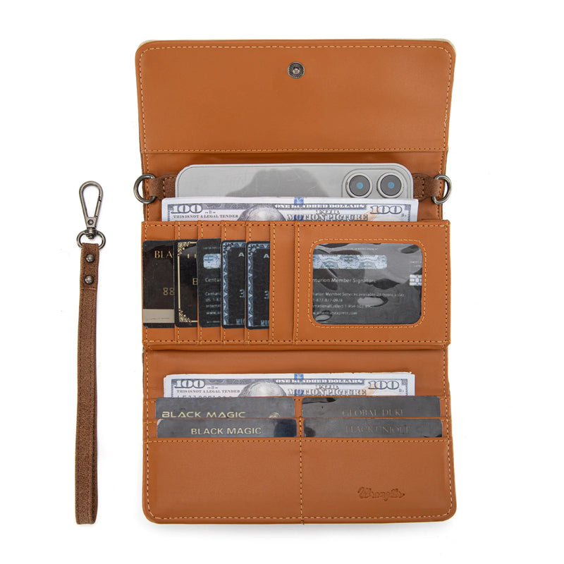 Wrangler Braided Whipstitch Wallet/Wristlet - Brown