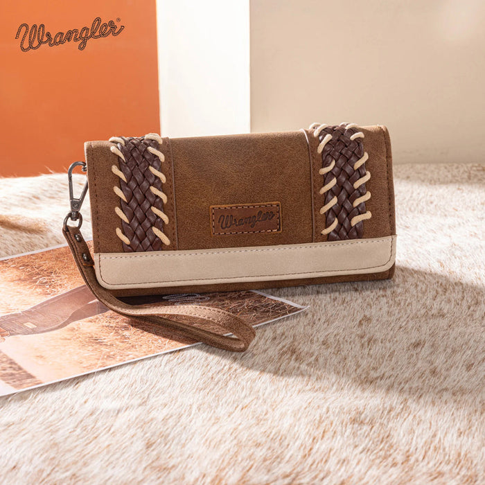 Wrangler Braided Whipstitch Wallet/Wristlet - Brown