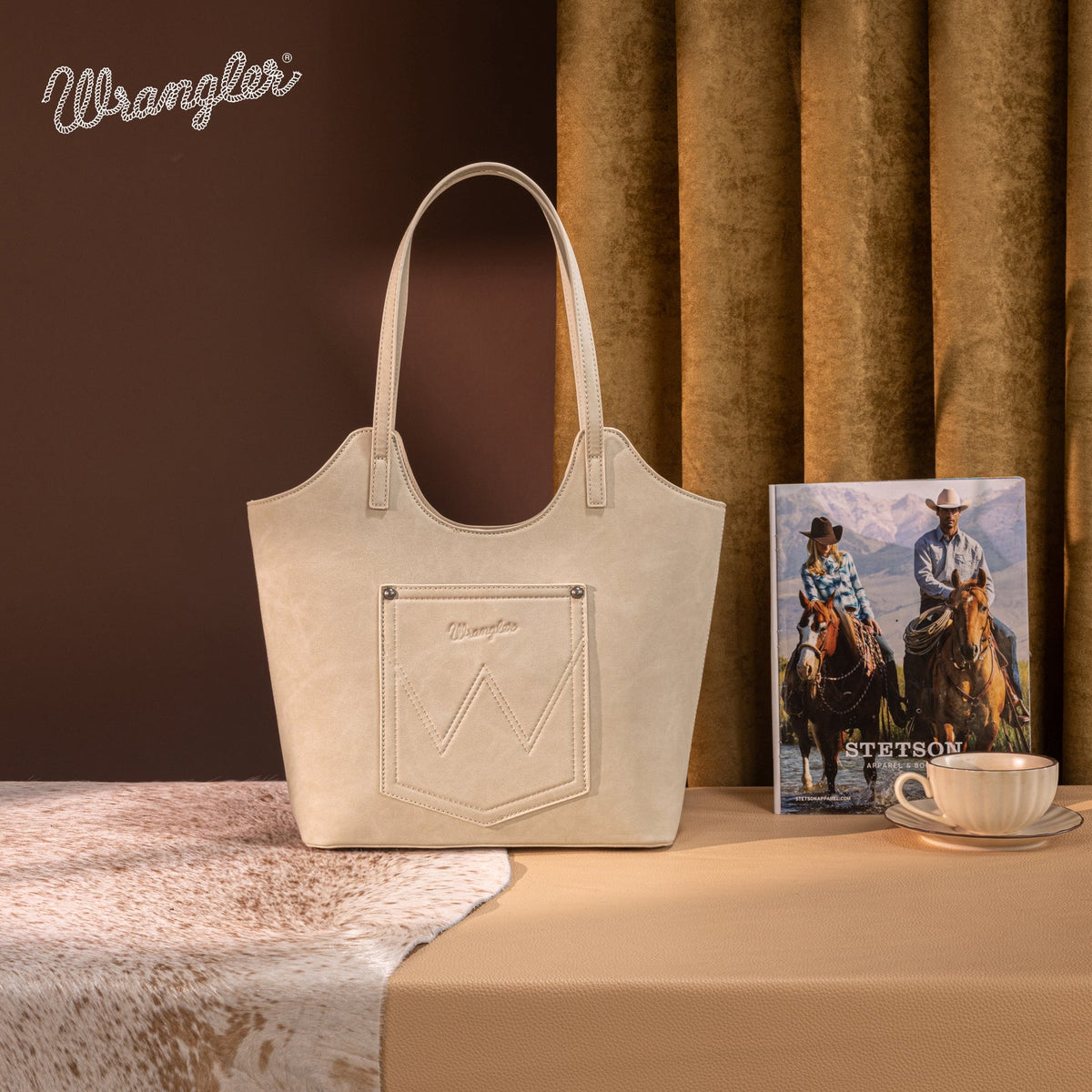 Wrangler Aztec Embroidered Tote Bag - Beige (WG218-8250BG)