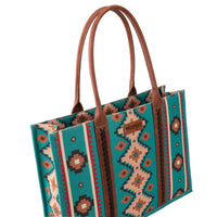 Wrangler Southwest Print Wide Tote - Turquoise (WG2203-8119TQ)