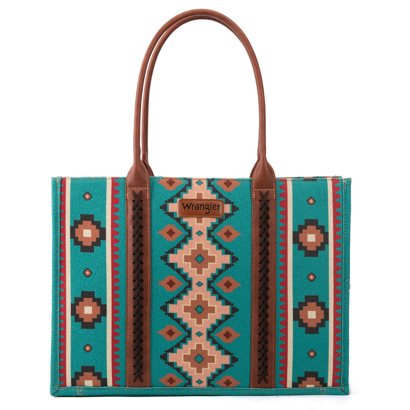 Wrangler Southwest Print Wide Tote - Turquoise (WG2203-8119TQ)