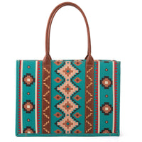 Wrangler Southwest Print Wide Tote - Turquoise (WG2203-8119TQ)