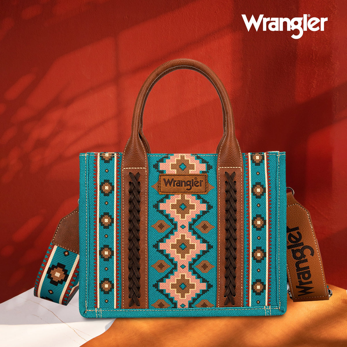 Wrangler Southwest Print Tote - Dark Turquoise (WG2203-8120SDTQ)