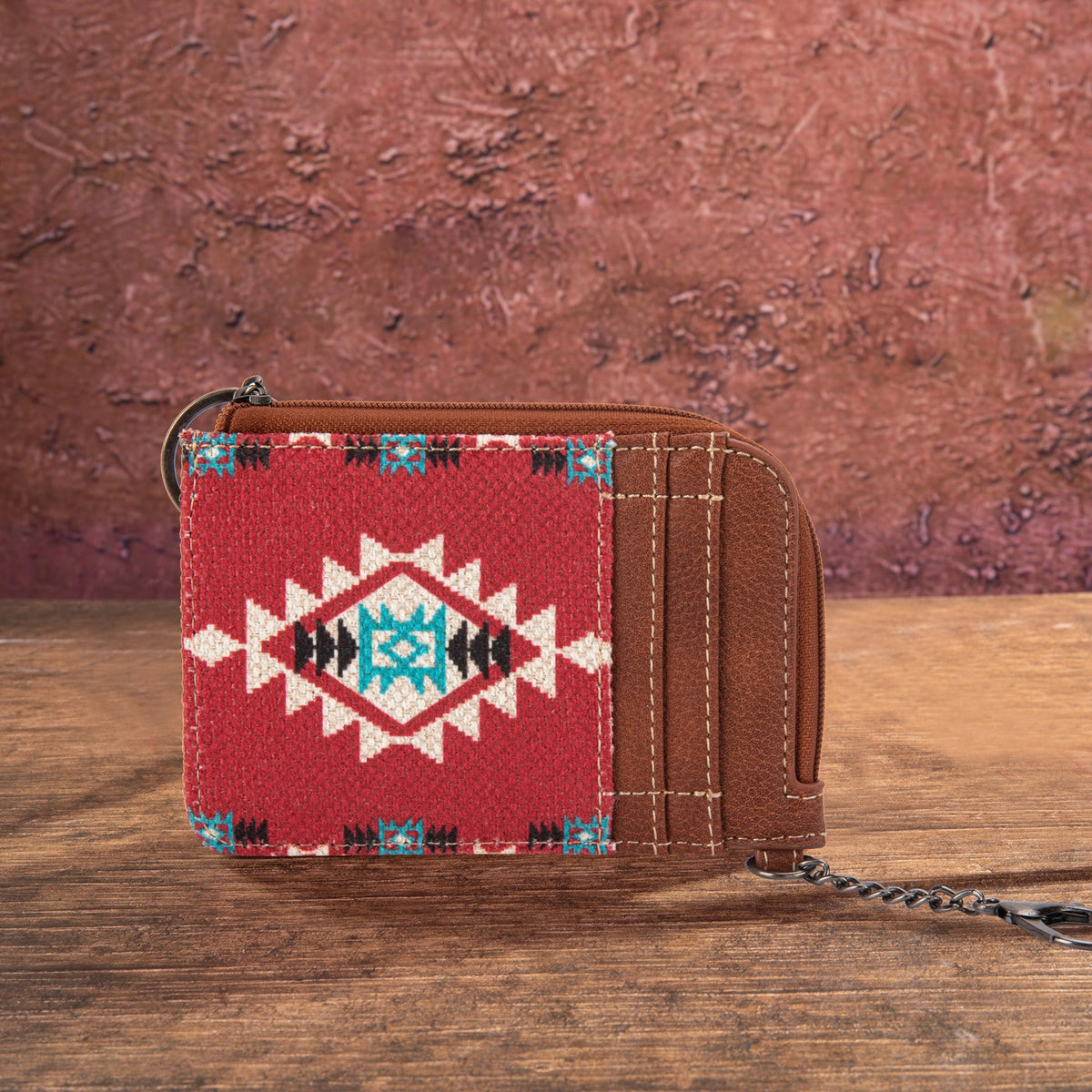 Wrangler Coin Purse - Burgundy Aztec